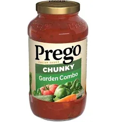 Prego Chunky Garden Tomato Onion and Garlic Italian Spaghetti Sauce, 24 Ounce - 3 per pack -- 4 packs per case.