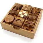 BSIRI Fun Games 3D Wooden Puzzle Brain Teasers Educational Games Set of 9