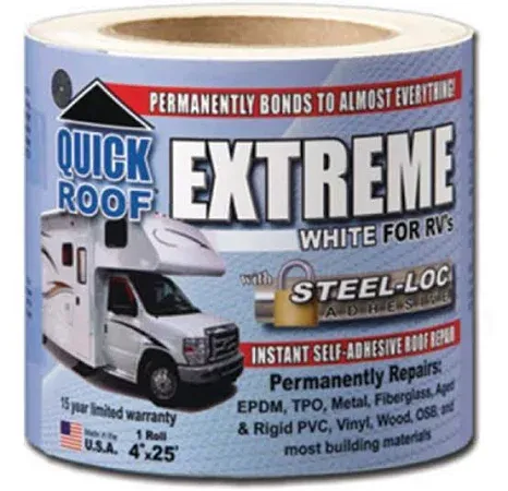 CoFair Products UBE425 Quick Roof Extreme 4&#034; x 25&#039; RV White Roof Tape