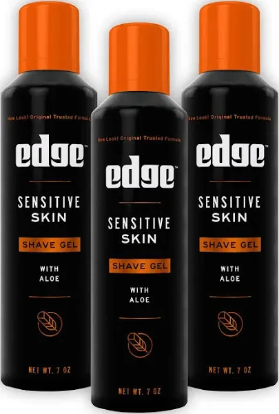 Edge Shaving Gel for Men, Sensitive Skin with Aloe, 7oz (3 Pack) - Shaving Gel For Men That Moisturizes, Protects, and Soothes To Help Reduce Skin Irritation (Packaging May Vary)