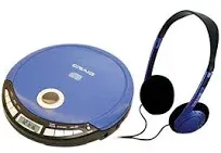 Craig CD2808-BL Personal CD Player with Headphones - Black/Blue - NEW