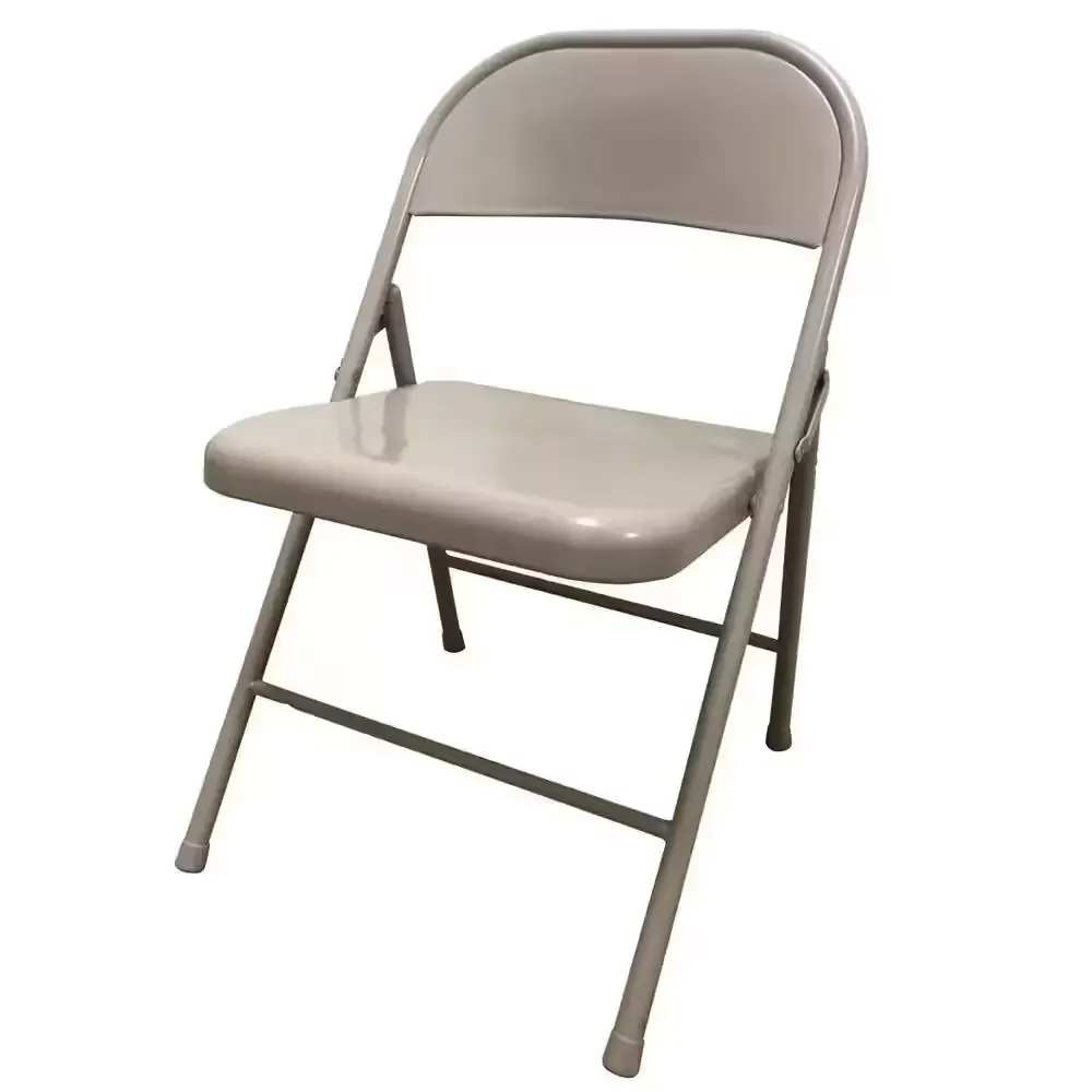 Beige Metal Stackable Folding Chairs