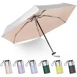 LEAGERA Mini Umbrella For Purse - UPF 50+ UV Blocker Umbrella, Silver&amp;Pink 