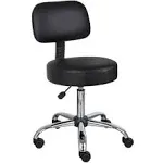 Medical Drafting Stool with Back Cushion - Black