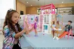 Barbie Dollhouse with Doll, 2 Levels &amp; 4 Play Areas, Fully Furnished