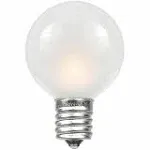 Novelty Lights 25 Pack G30 Outdoor Globe Replacement Bulbs, Frosted White, C7/E12 Candelabra Base, 5 Watt