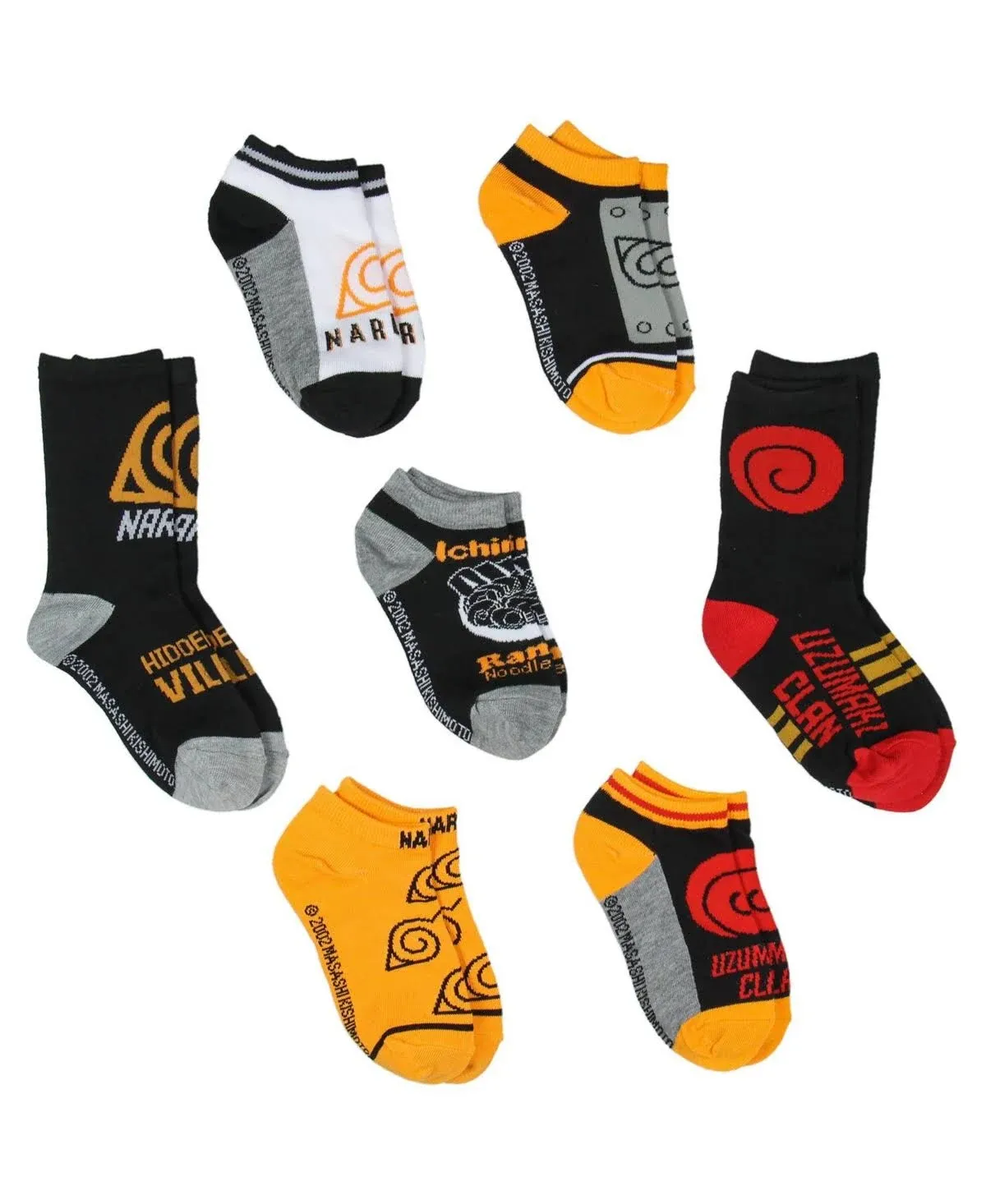 Naruto Shippuden Youth Week of Socks Uzumaki Clan and Symbols 7 Pairs of Socks