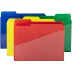 Smead - Poly Colored File Folders with Slash Pocket, 1/3-Cut Tabs: Assorted, Letter size, 0.75" Expansion, Assorted Colors, 12/Pack