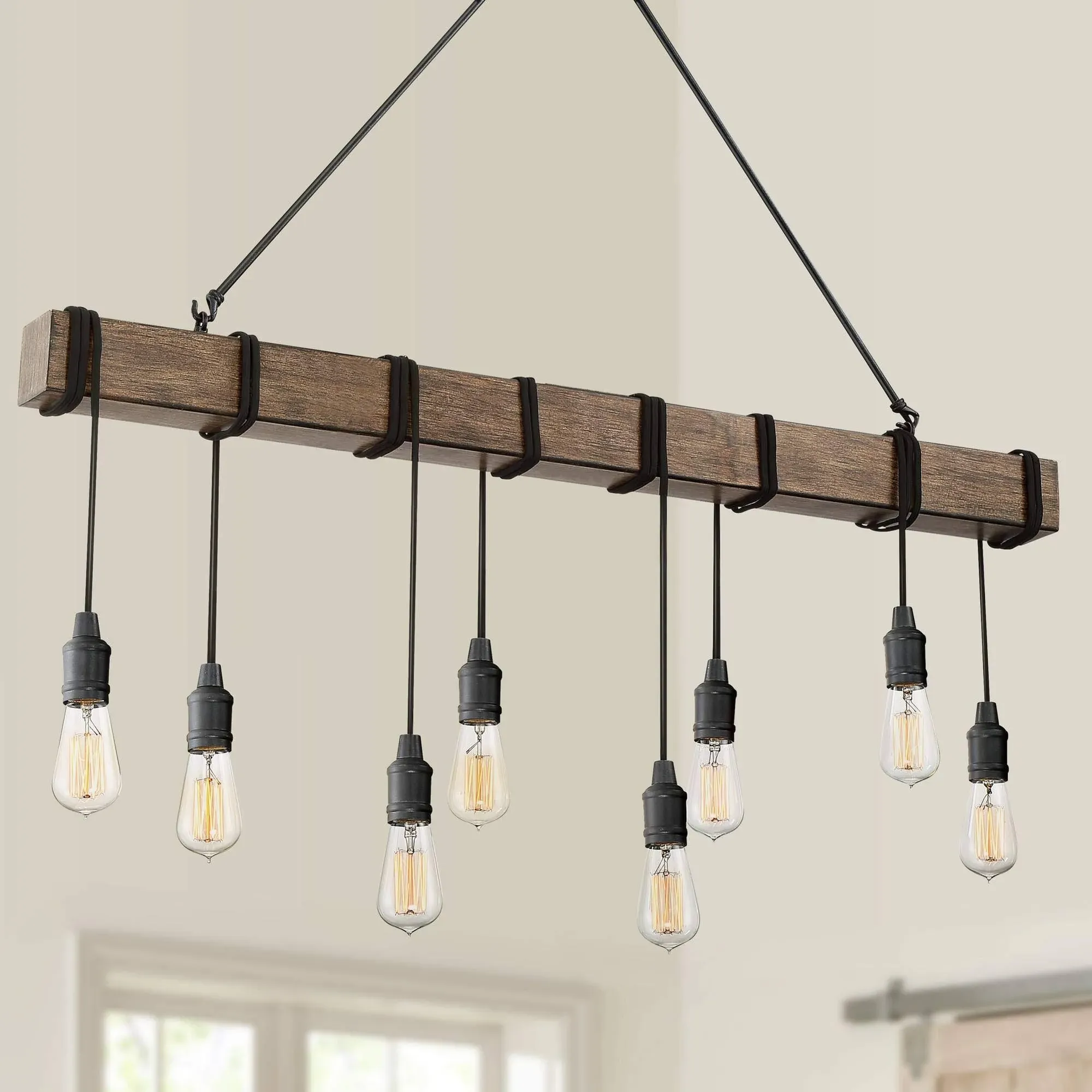 Possini Euro Design Tomas Black Wood Grain Island Pendant Chandelier 42 1/4" Wide ...