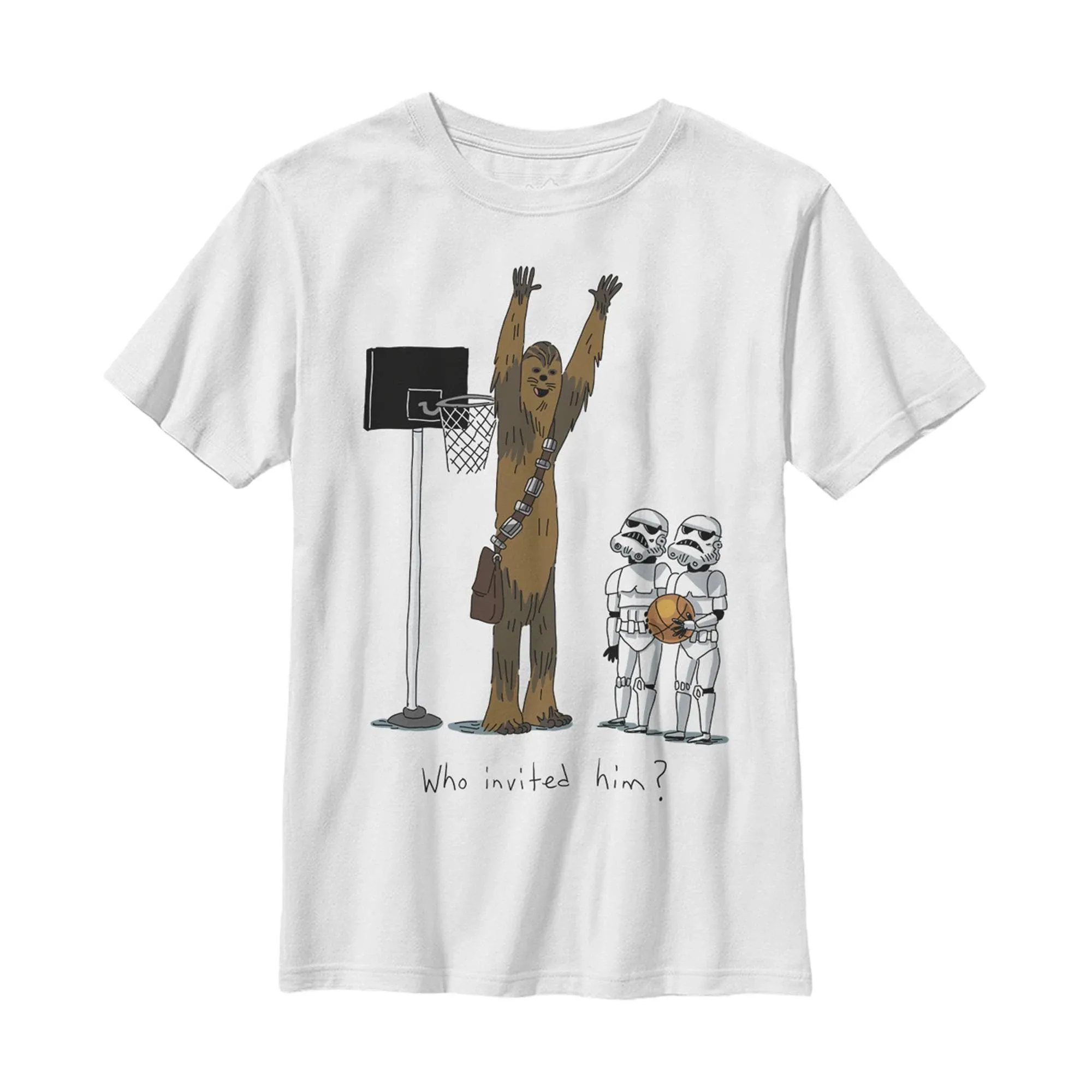 Star Wars Boy's Chewbacca Basketball Who Invited Him T-Shirt White