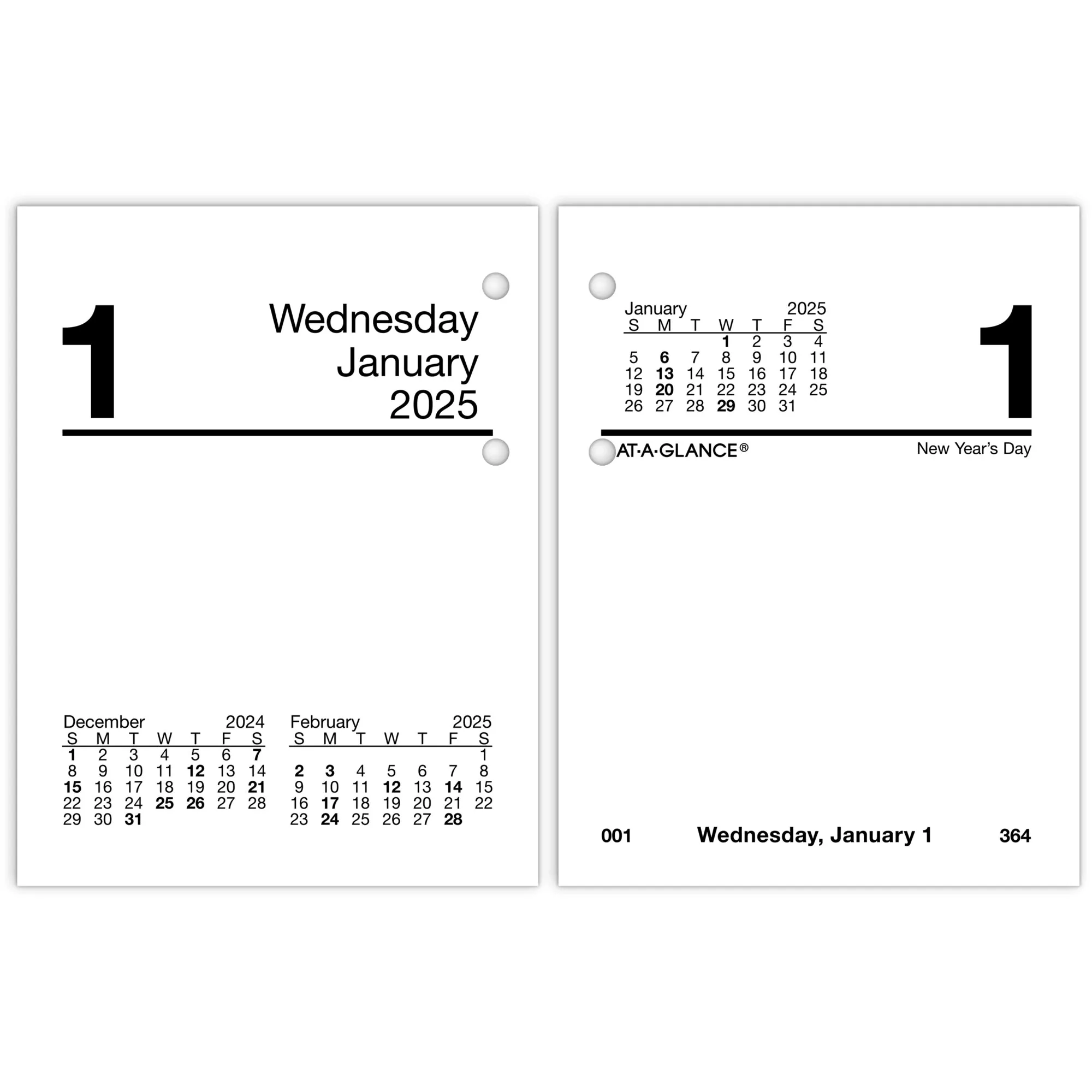 AT-A-GLANCE Compact Desk Calendar Refill, 3 x 3.75, White Sheets,