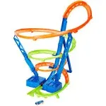 Hot Wheels Toy Car Track Set Spiral Speed Crash, Powered by Motorized Booster, 29-in Tall Track