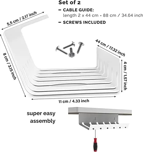 Cable Management under Desk for Easy Mounting Under-Table I Set of 2 - with 10X 