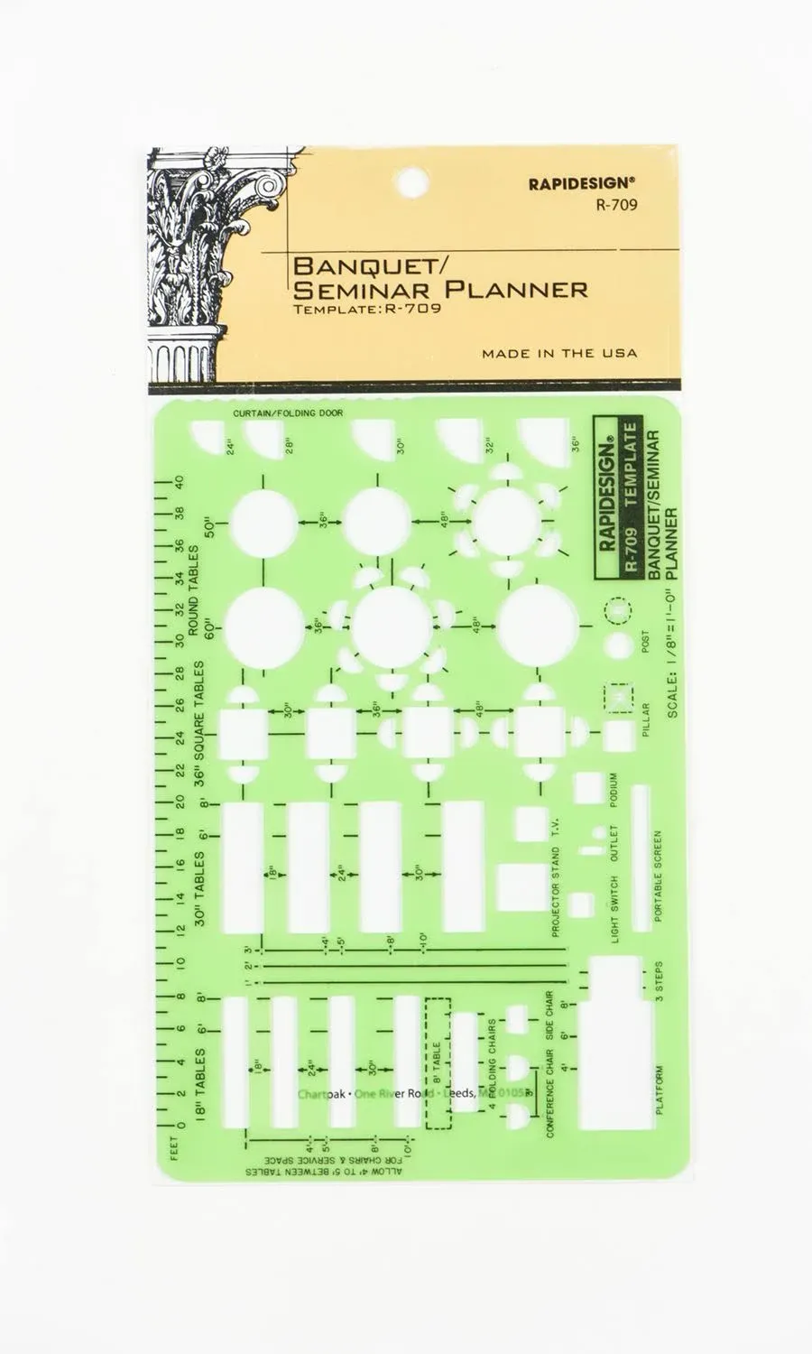 Rapidesign 1/8 Inch Banquet/Semina<wbr/>r Planner Template, 1 Each (R709)