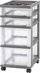 Iris USA Medium 4-Drawer Storage Rolling Cart with Drawers Organizer Top, Gray