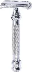 Parker 99R - Long Handle Heavyweight Butterfly Open Double Edge Safety Razor & 5