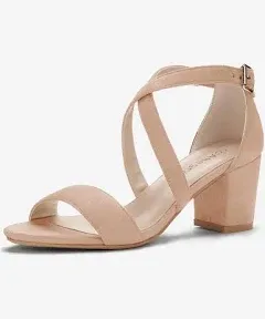 Allegra K Women's Open Toe Crisscross Buckle Ankle Strap Block Heel Sandals