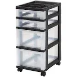 Iris 4 Drawer Rolling Storage Cart, Black