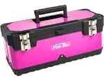 20-Inch Portable Steel Toolbox with Removeable Tray, Pink