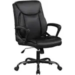 Home Office Chair Ergonomic Desk Chair PU Leather Task Chair Executive Rolling Swivel Mid Back Computer Chair with Lumbar Support Armrest Adjustable