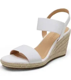 DREAM PAIRS Womens Open Toe Espadrilles Dressy Platform Sandals Slip on Elastic Ankle Strap Wedges S