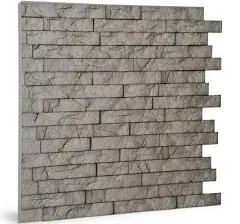 Innovera Décor 3D PVC Interlocking Wall Panels, Faux Ledgestone Cement, 24" x 24", 12 pc, 48.1 sq. ft.