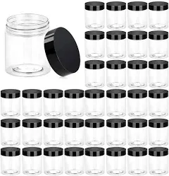 Eternal Moment 36 Pack 3 OZ Plastic Jars Round Clear Cosmetic Container Jars with Lids