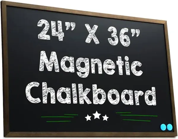 Besso Magnetic Chalkboard Blackboard - Large Hanging Framed Wall 24 x 36 Brown