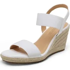 DREAM PAIRS Womens Open Toe Espadrilles Dressy Platform Sandals Slip on Elastic Ankle Strap Wedges Sandals