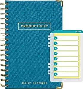 Global Printed Products Planner with Bookmark and Notepad - Spiral Notebook for Daily Planning - 8.5" x 11" (Brown)