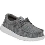 Hey Dude Wally Blend Linen Loafer Youth Kid&#x27;s Size K12 Slip On Shoes Stone Gray