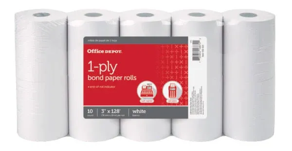 Office Depot 1-Ply Bond Paper Rolls