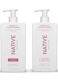 Native Vanilla & Cactus Flower Shampoo and Conditioner Contain Naturally Derived Ingredients |All Hair Type Color & Treated, Fine to Dry Damaged, Sulfate & Dye Free - 2-Pack