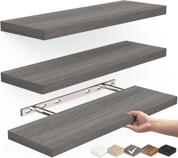 BAYKA Floating Wood Shelves Wall Mounted for Bathroom