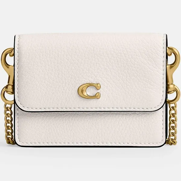 Coach Polished Pebbled Leather Half Flap Card Case