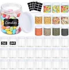 36PCS 8OZ Plastic Jars with Screw on Lids, Pen and Labels Refillable Empty round