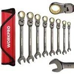 WorkPro 8-Piece Flex-Head Ratcheting Combination Wrench Set, CR-V Constructed