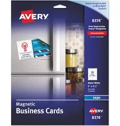 Avery(R) Magnetic Business Cards, 2" x 3-1/2", Matte White, 30 Blank Cards for Inkjet Printers (8374) | Avery.com