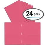 Better Office Products Pink Plastic 2 Pocket Folders with Prongs, Heavyweight...