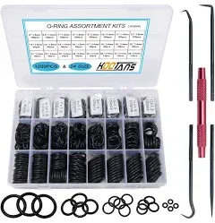 KOOTANS 1200Pcs Nitrile Rubber O Ring Kit 24 Sizes O Rings Assortment Kit... 