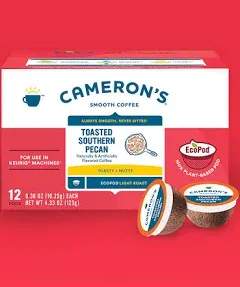 Cameron's Coffee Single Serve Pods, Flavored, Toasted Southern Pecan, 12 Count (Pack of 6)