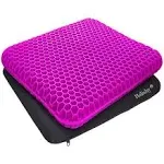 Gel Seat Cushion, Extra Thick Office Seat Cushion with Non-Slip Cover, Breathable Chair Pads Honeycomb Design Absorbs Pressure Points for Car Office Chair Wheelchair (Extra Thick, Violet)