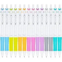 PILOT Acroball PureWhite Advanced Ink Refillable & Retractable Ball Point Pens with Blue Accents, Fine Point, Black Ink, 12-Pack (31850)