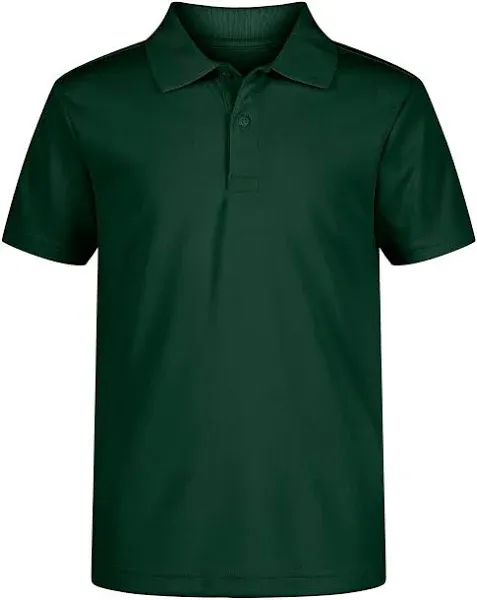 Nautica Boys' School Uniform Short Sleeve Polo Shirt, Button Closure, Moisture Wicking Performance Material