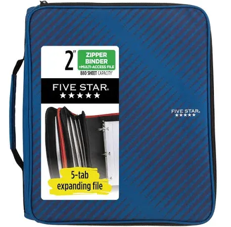 Five Star Zipper Binder 3 Rings 2 Capacity