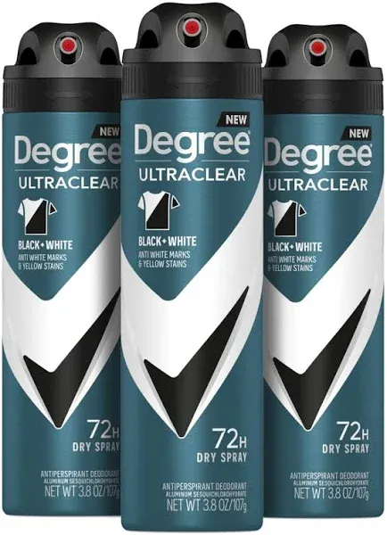 Degree Men Antiperspirant Deodorant Dry Spray Black+White 72-Hour Sweat & Odor Protection Antiperspirant for Men with MotionSense Technology 3.8 oz