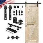 SMARTSTANDARD 30in x 84in Sliding Barn Door with 5ft Barn Door Hardware Kit & Handle, Pre-Drilled Ready to Assemble, DIY Unfinished Solid Spruce