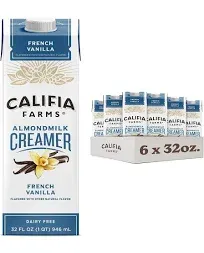 Califia Farms - Vanilla Almond Milk Coffee Creamer with Coconut Cream, 32 oz (Pack of 6) | Non Dairy | Plant Based | Vegan | Non-GMO | Shelf Stable