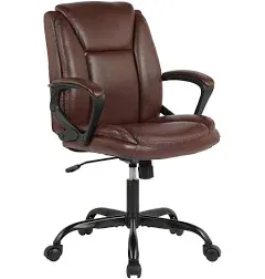 Home Office Chair Ergonomic Desk Chair PU Leather Task Chair Executive Rolling Swivel Mid Back Computer Chair with Lumbar Support Armrest Adjustable