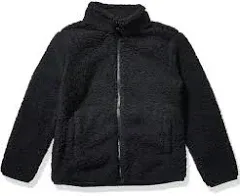 Amazon Essentials Girl&#039;s Black Sherpa Fleece Full-Zip Jacket Medium